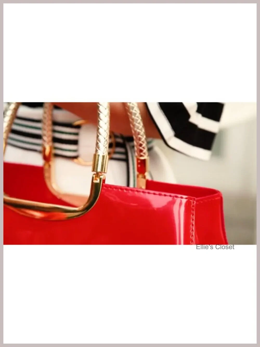 Women Patent Leather Structured Top-Handle Bag Shoulder Tote Evening Purse